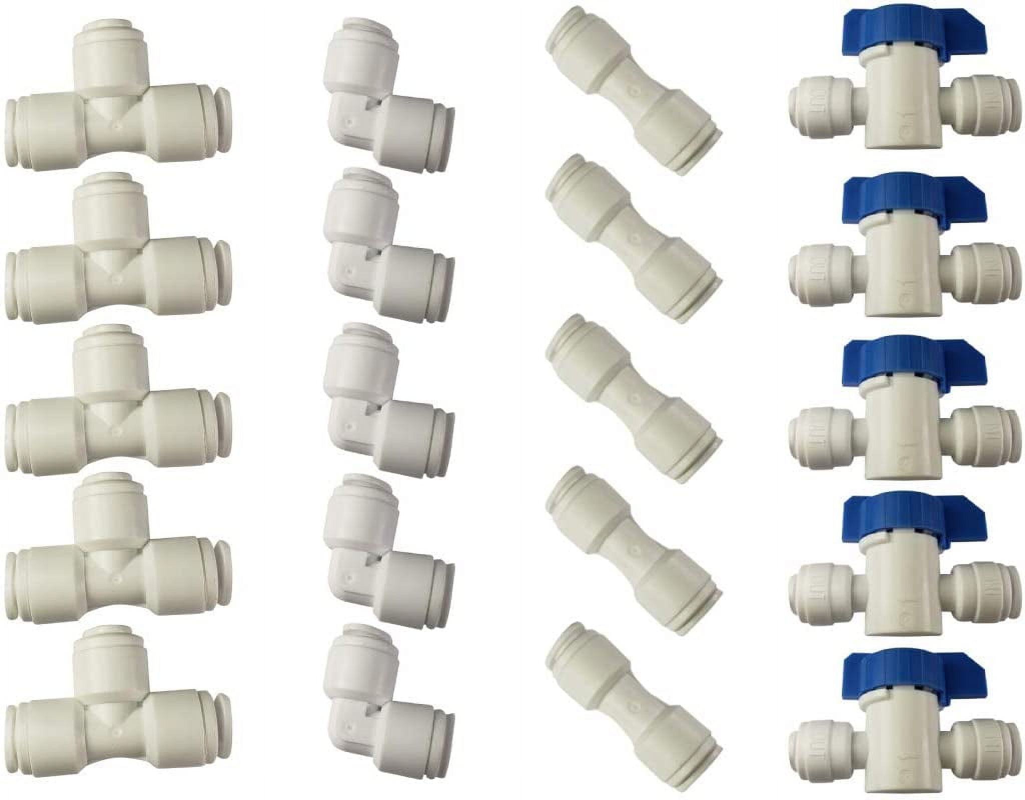 Metpure 1/4" OD Quick Connect Fittings for 1/4" Tubing Connections in Reverse Osmosis Water Filtration Systems Or Other Water Appliances Variety Contractor 20 Pack