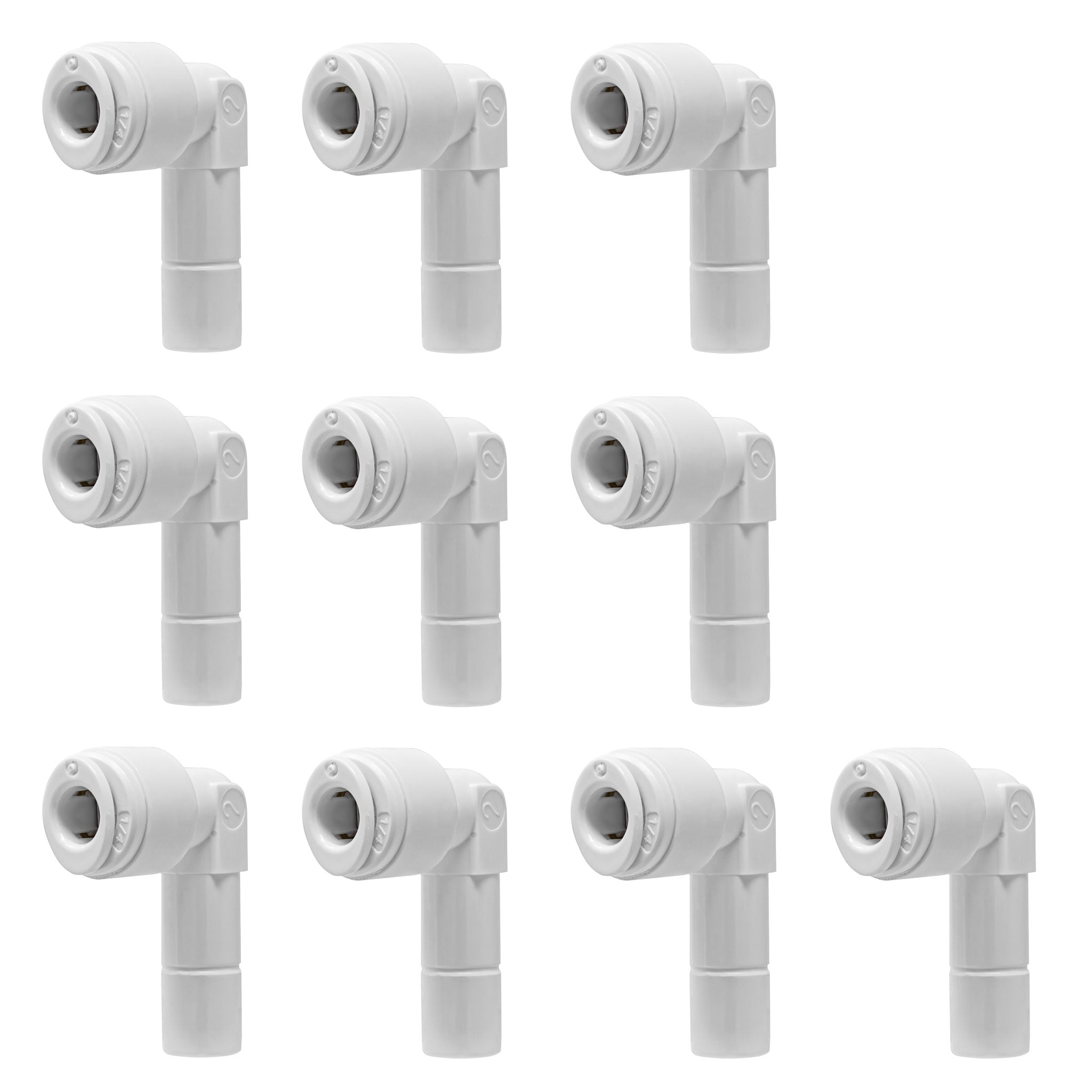 White Polypropylene Quick Connect Stem Elbow for Water Filtration Systems (10 Pack)