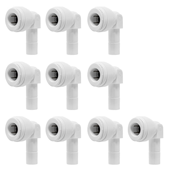 Metpure 3/8" OD Quick Connect Stem Elbow for RO Reverse Osmosis Water Filtration System/Replacement Parts/Other Water Appliances 3/8" OD Quick Connect x 3/8" OD Stem (10 Pack)