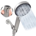 thumbnail image 1 of Metpure Handheld Shower Head with Easy Clicker - Multiple Spray Patterns. 5" Large Head for Waterfall Showering Experience. Stainless Steel Hose & Adjustable Mount Holder. Brushed Nickel, 1 of 7
