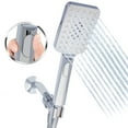 thumbnail image 1 of Metpure Handheld Shower Head with Easy Clicker for Multiple Sprays. Low Profile Lightweight Rectangular Shower Head. Stainless Steel Hose & Adjustable Mount Holder. Chrome Finish, 1 of 7