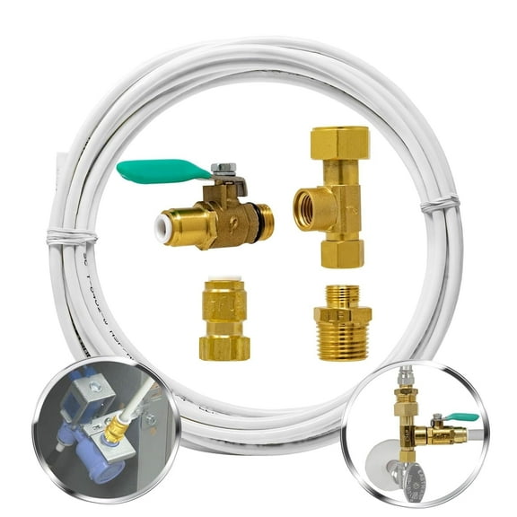 Metpure Ice Maker Fridge Installation Kit – 25' Feet Tubing for Appliance Water Line with Stop Tee Connection and Valve for Quick Installation, 1/4" OD Fittings for Potable Drinking Water