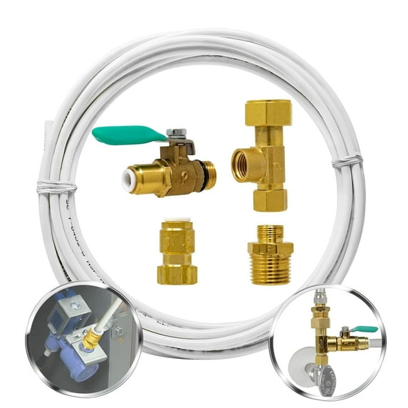 Metpure Ice Maker Fridge Installation Kit – 25' Feet Tubing for Appliance Water Line with Stop Tee Connection and Valve for Quick Installation, 1/4" OD Fittings for Potable Drinking Water