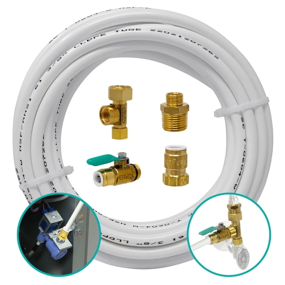 "Metpure Refrigerator Ice Maker Kit – 25' Tubing, Stop Tee Connector, Valve & 3/8"" Adapter for Drinking Water"