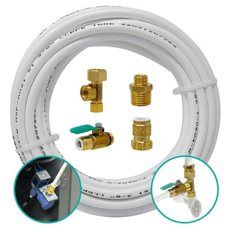 Metpure Ice Maker Fridge Installation Kit – 25' Feet Tubing for Appliance Water  Line with Stop Tee Connection and Valve for Quick Installation, 3/8  Fittings for Potable Drinking Water 