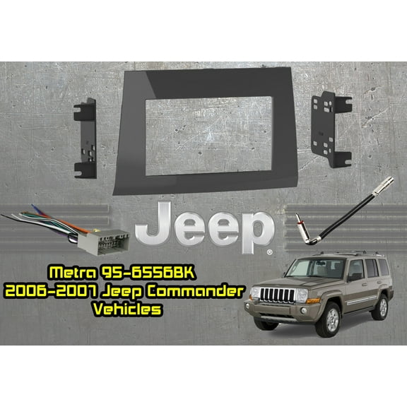 Metra 95-6556G Gray 2006 2007 06 07 JEEP Commander Car Radio Stereo Installation Dash Kit with Metra CHTO-01 Wiring Harness and Metra 40-CR10 Antenna Adapter