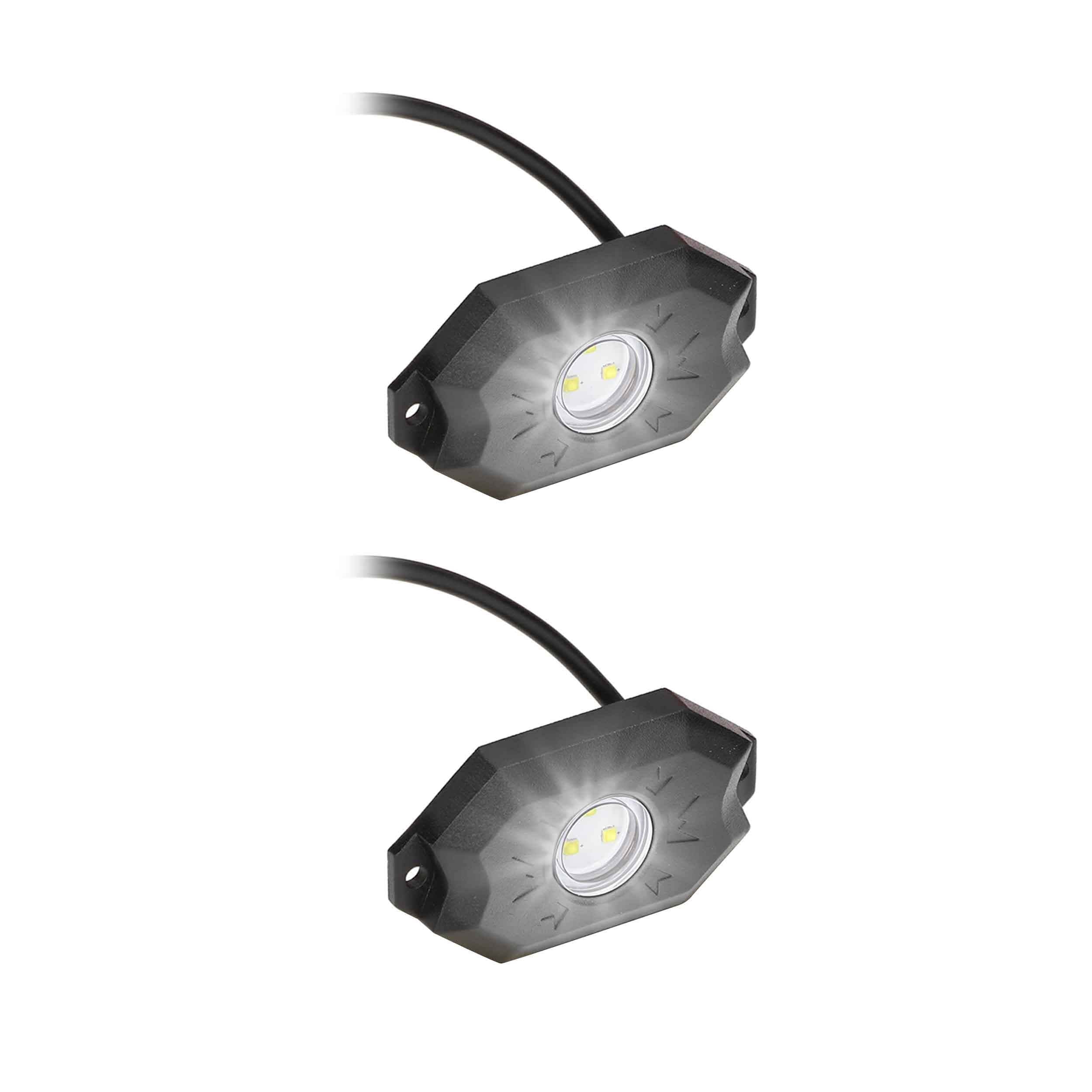 WHITE SNGL COLOR ROCK LGHT 2PK