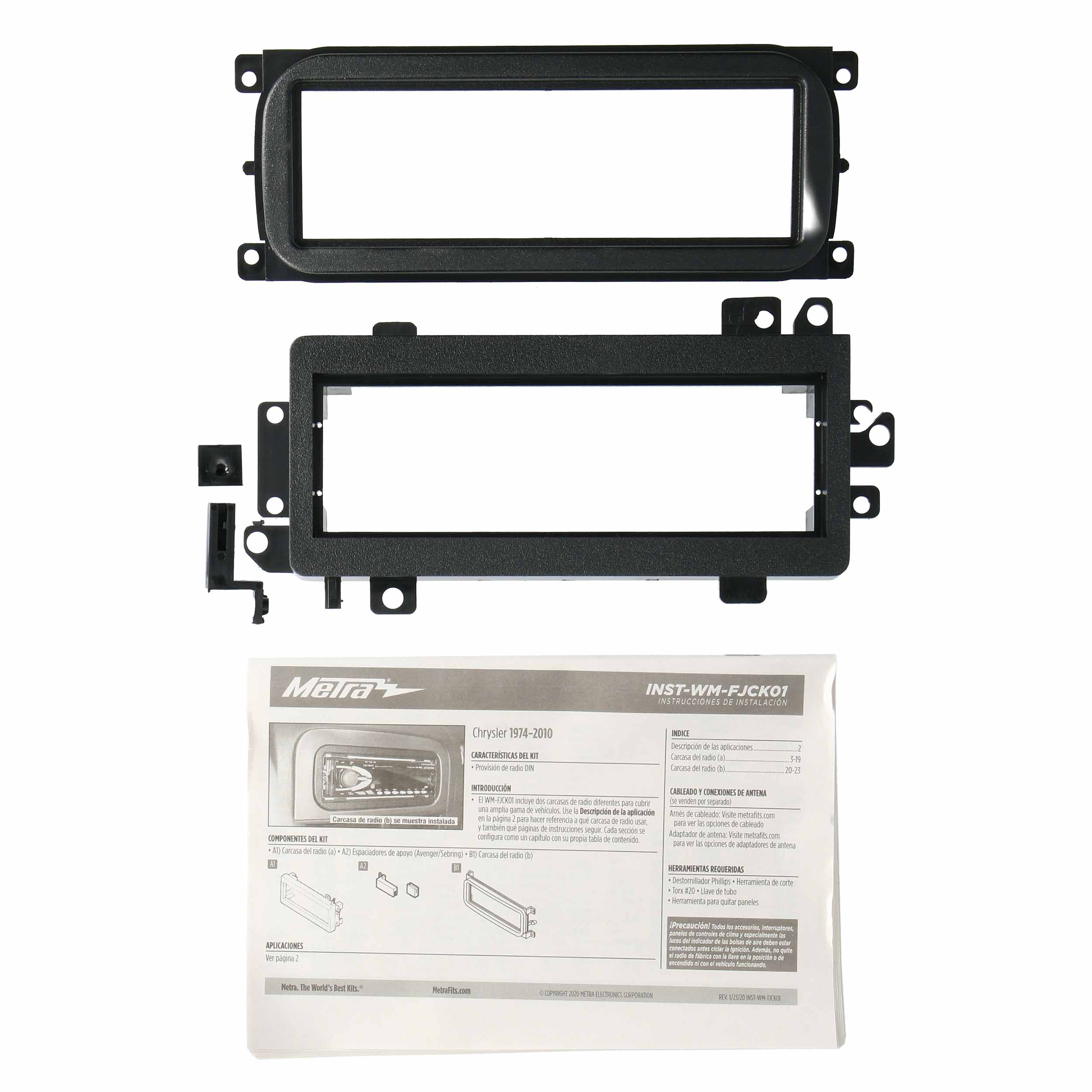 Metra WM-FJCK01 Single DIN Radio Installation Kit for Select Ford-jeep-Chrysler 1974-up, Black New - image 1 of 13