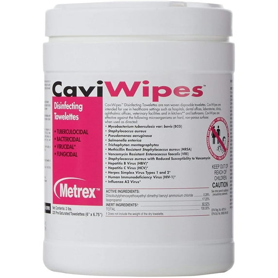 Metrex CaviWipes Disinfectant Cleaner Large Towelettes, 220 Count