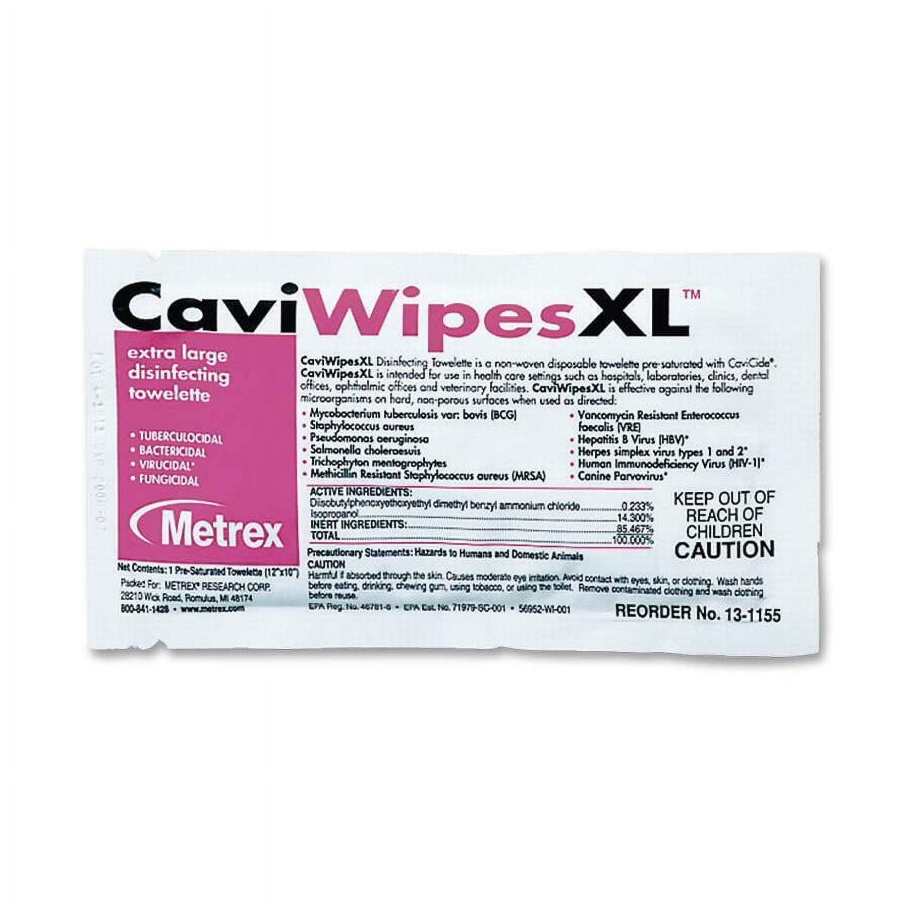 Metrex Caviwipes XL Disinfecting Towelettes - 50 / Box - Disinfectant, Bleach-free, Fragrance-free - White Metrex Caviwipes XL Disinfecting Towelettes - 50 / Box - Disinfectant, Bleach-free, Fragrance-free - White