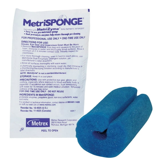 MetriSponge Single Use Pre-Saturated Endoscope Sponge 10-4025, 1 Pack, 25 Wipes