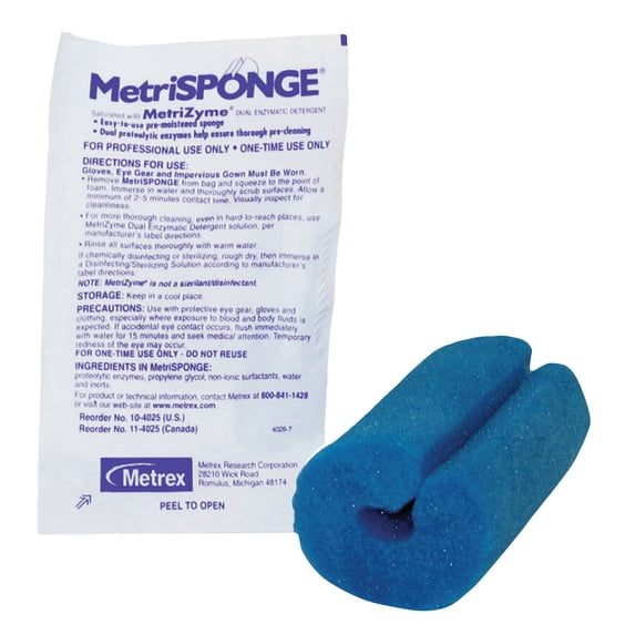MetriSponge Single Use Pre-Saturated Endoscope Sponge 10-4025, 4 Pack, 100 Wipes