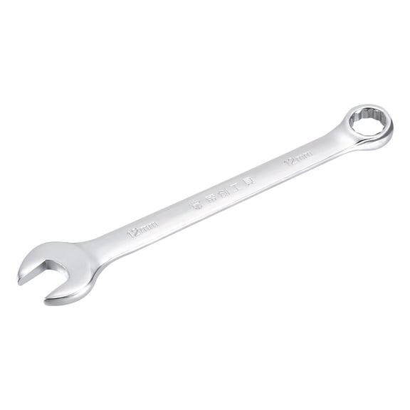 Metric 12mm 12-Point Box Open End Combination Wrench Chrome Finish, Cr-V
