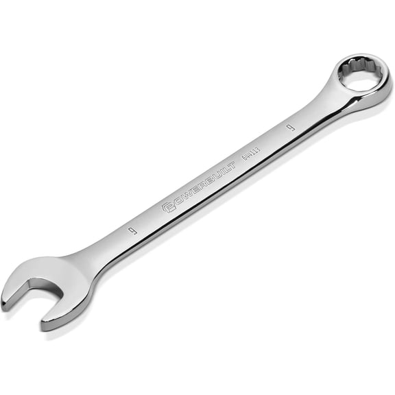 Metric 9mm Combination Wrench, 12 Point Double Ended Box and Open End, 15 Degree Offset - 644113