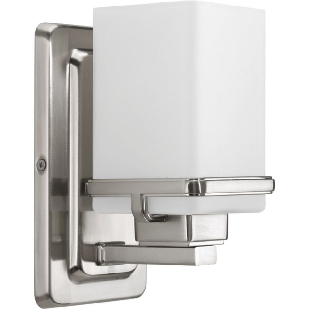 Brushed Nickel Vanity Light with Etched Opal Glass Shade