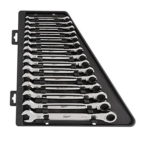 Metric Combination Ratcheting Wrench Mechanics Tool Set Tight Spaces 15 Piece