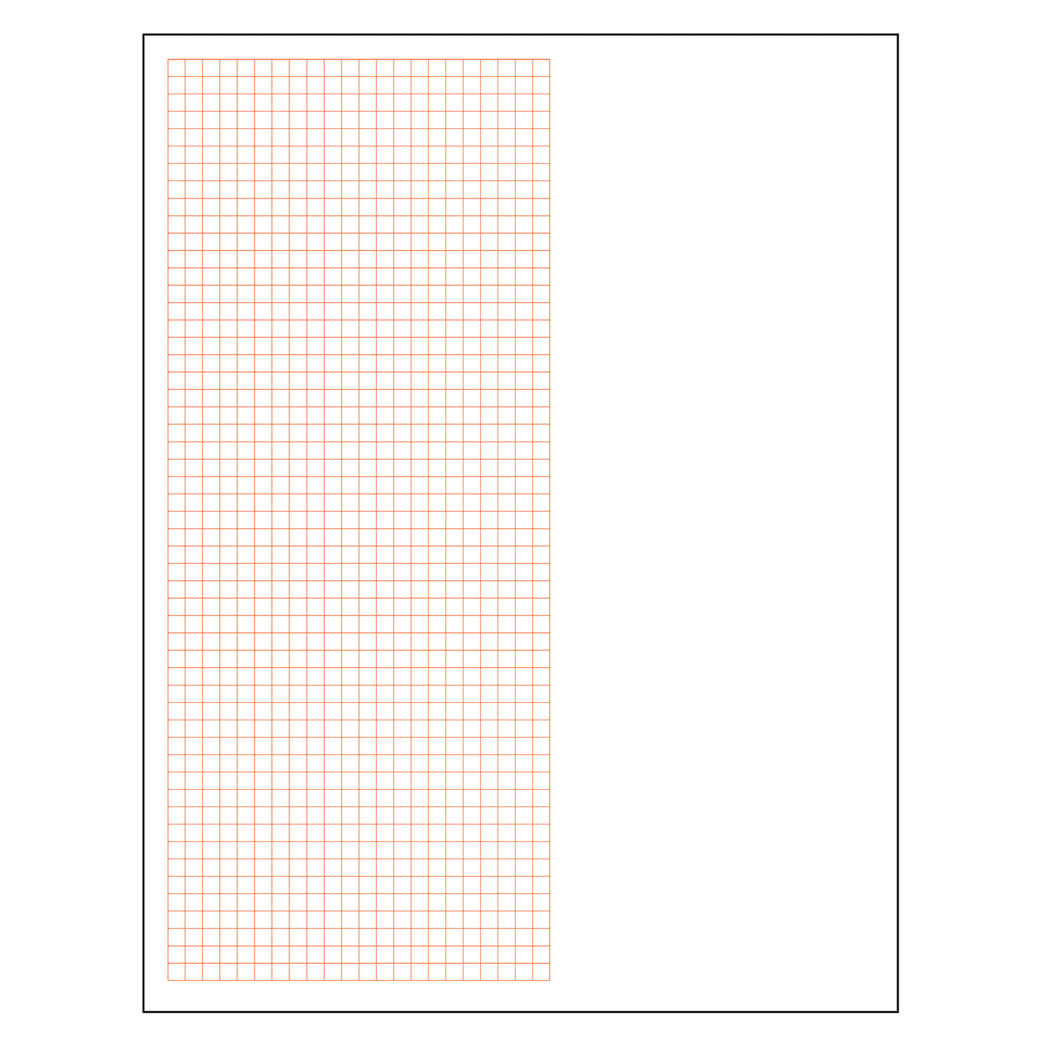 Metric Graph Paper, Left Half 1/2 cm Squares, Right Half Blank
