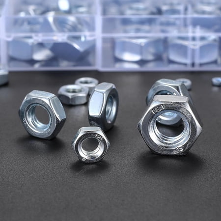 Metric Hex Nuts Assortment Kit, 430 Pcs Stainless Steel Hex Nuts Set, Hex Hardware Nuts, Coarse Thread Hexagon Nuts for Screw Bolts, M2 M2.5 M3 M4 M5 M6 M8 M10 M12
