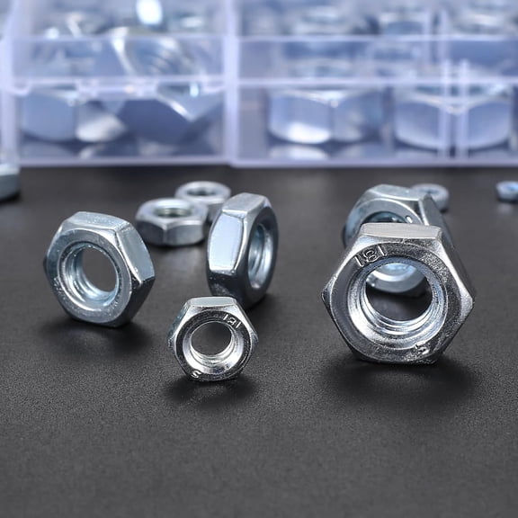 Metric Hex Nuts Assortment Kit, 430 Pcs Stainless Steel Hex Nuts Set, Hex Hardware Nuts, Coarse Thread Hexagon Nuts for Screw Bolts, M2 M2.5 M3 M4 M5 M6 M8 M10 M12