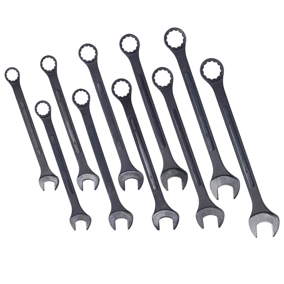 Metric Jumbo Combination Wrench Set Extra Large,10 PC Metric Black-Oxide Jumbo Combo Wrench Set 34-50mm with pouch,