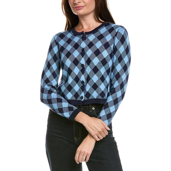 Metric Knits womens  Diamond Cardigan, l, Blue