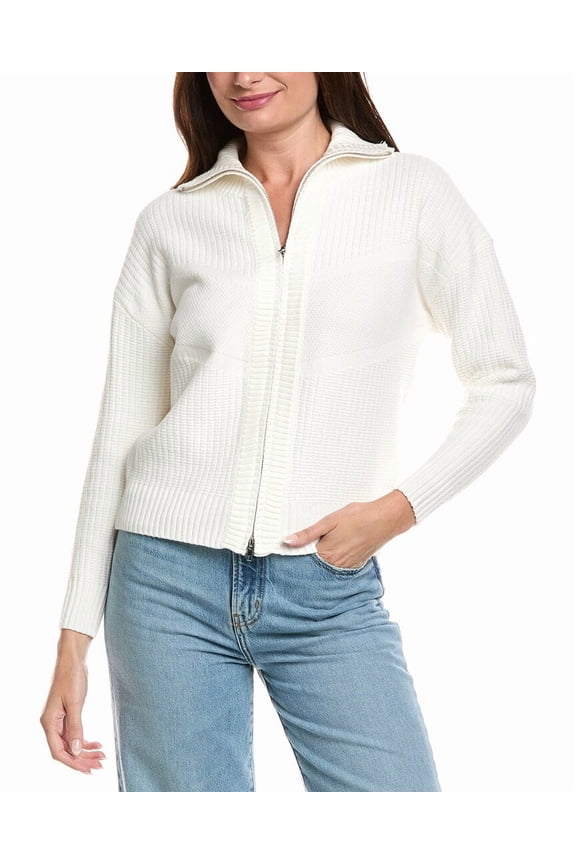 womens Zip Cardigan, l, White