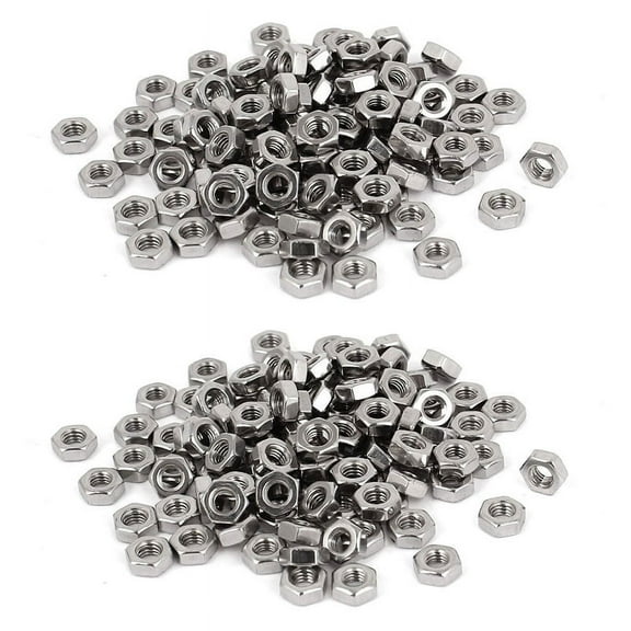 Metric M3 Hex Nuts 304 Stainless Steel Fastener DIN934 200Pcs for Bolt,200(+/-2%)pcs x Hex Nut,silver