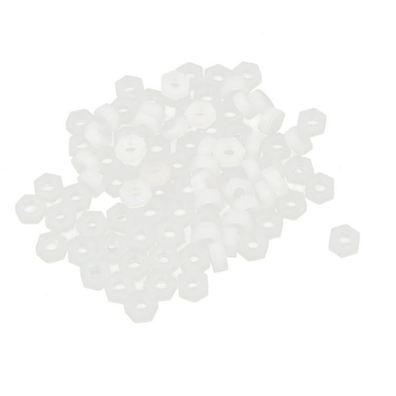 Metric M3 Nylon Hexagon Head Insert Lock Screw Fastener Hex Nuts White 100Pcs