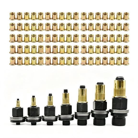 Metric Rivet Nut Set, Carbon Steel Hand Drill Nutsert Tool Kit with M3-M12 Heads and 210 Nuts, 217 Pcs