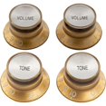 thumbnail image 1 of Metric Size 18 Splines Top Hat Bell Reflector 2 Volume 2 Tone Knobs Set for Asia Import Guitar Bass Split Shaft Pots Gold Silver Top, 1 of 15