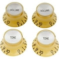 thumbnail image 1 of Metric Size 18 Splines Top Hat Bell Reflector 2 Volume 2 Tone Knobs Set for Asia Import Guitar Bass Split Shaft Pots Ivory Silver Top, 1 of 15