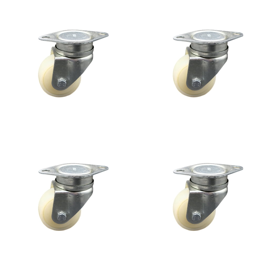 Metric Swivel Casters w/70mm x 35mm White Nylon Wheels 70mm x 111mm