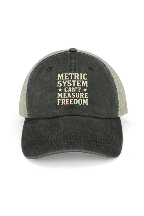Metric System Cant Measure Freedom Black Adjustable Trucker Baseball Cap for Men Women, Mesh Snapback Hat
