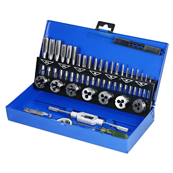 Metric Tap Die Set 32Pcs Tungsten Carbide M3-M12 Hand Threading Wrench Tool for Screw Thread Making
