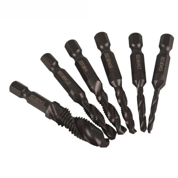 Metric Thread Tap Set, HSS Taps with Titanium Nitride Coating, M3–M10 (6 pcs), for Manual Tapping in Aluminum, Brass, Copper & Mild Steel(bagged)
