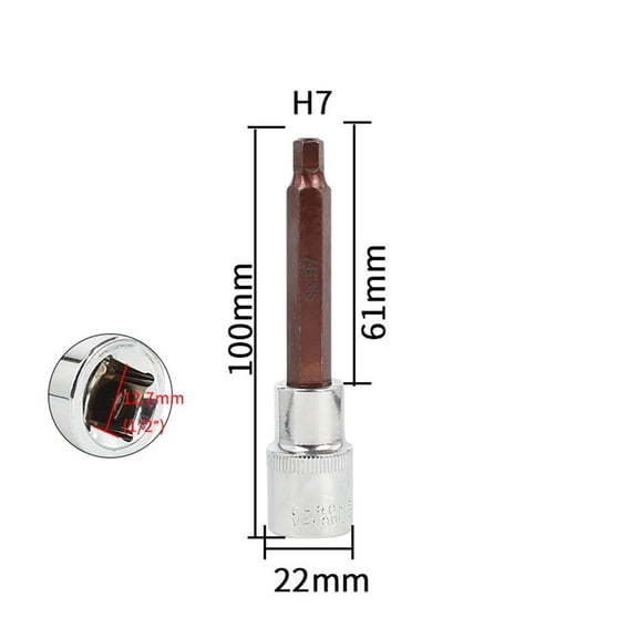 Metric hexagon socket drive 100 mm long Bit, H4-H17 1/2"extended S 2 bit socket