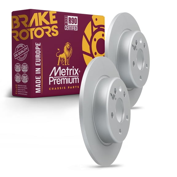 Metrix Premium Chassis Parts - 10.4 inch (264.2 mm) 2 PC Rear Coated Solid Disc Brake Rotor Fits 22-23 Chevrolet Bolt EUV, 17-23 EV, 16-19 Cruze, Volt Replacement 582034FZN Made in Europe
