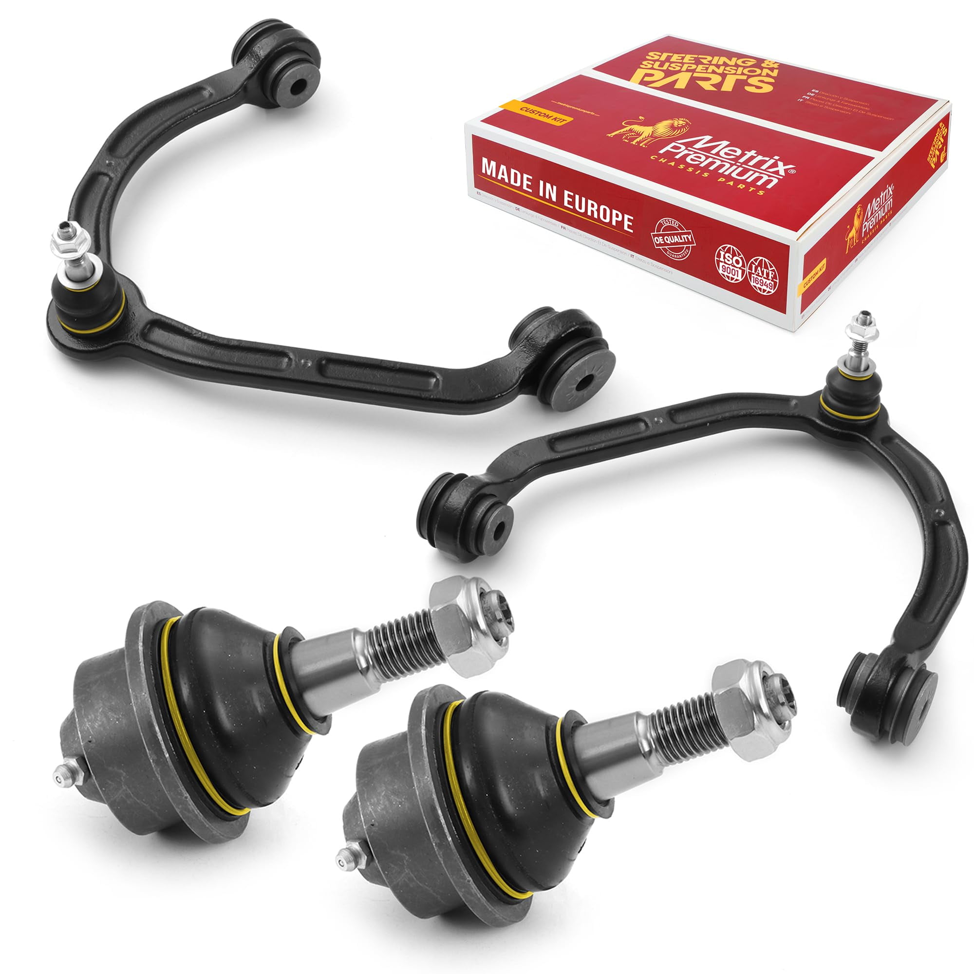Metrix Premium Chassis Parts - 4 PC Front L/R Upper Control Arm & Front Lower L/R Ball Joint Kit Fits 15-22 Chevrolet Express Cargo, 03-22 GMC Savana 3500, RK641505 RK641506 K6711