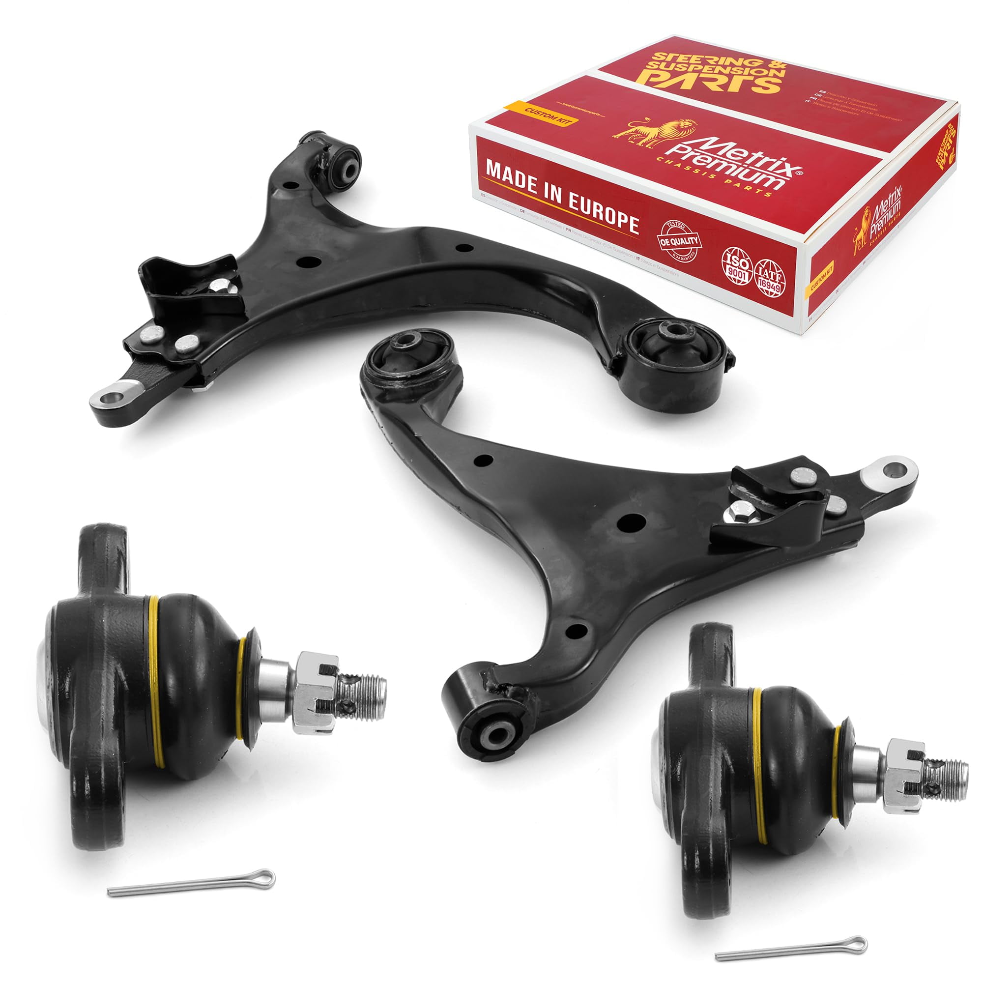 Metrix Premium Chassis Parts -4 PC Front Lower Control Arm Front Lower Ball Joint Kit Fits 07-12 Hyundai Elantra