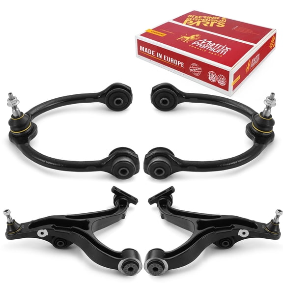 Metrix Premium Chassis Parts - 4 PC Front Lower & Front Upper Control Arm Kit Fits 2006-2010 Jeep Commander, 2005-2010 Jeep Grand Cherokee, Replacement RK621374, RK621375, RK620188, Made in Europe