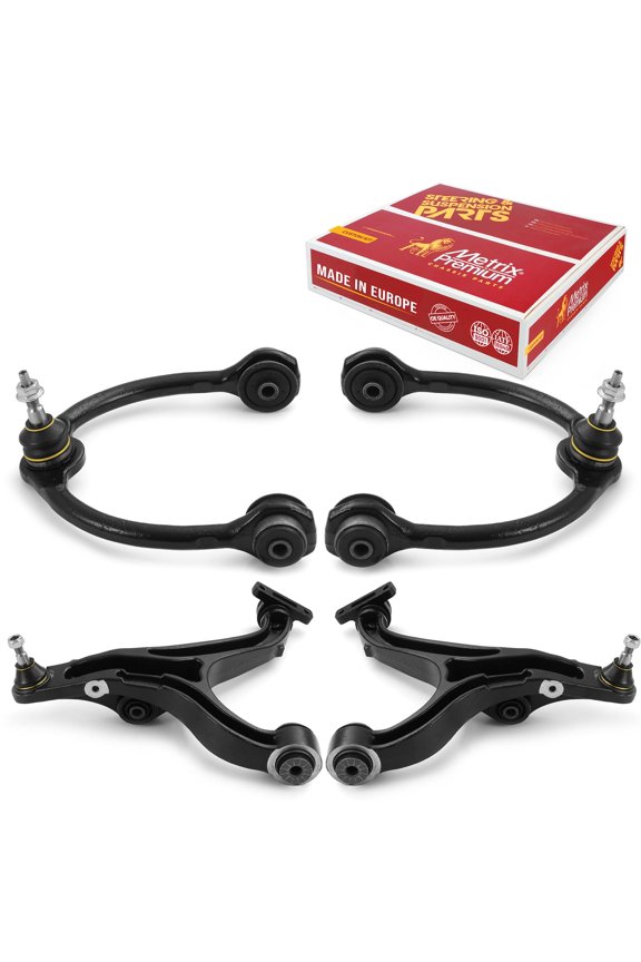 - 4 PC Front Lower & Front Upper Control Arm Kit Fits 2006-2010 Jeep Commander, 2005-2010 Jeep Grand Cherokee, Replacement RK621374, RK621375, RK620188, Made in Europe