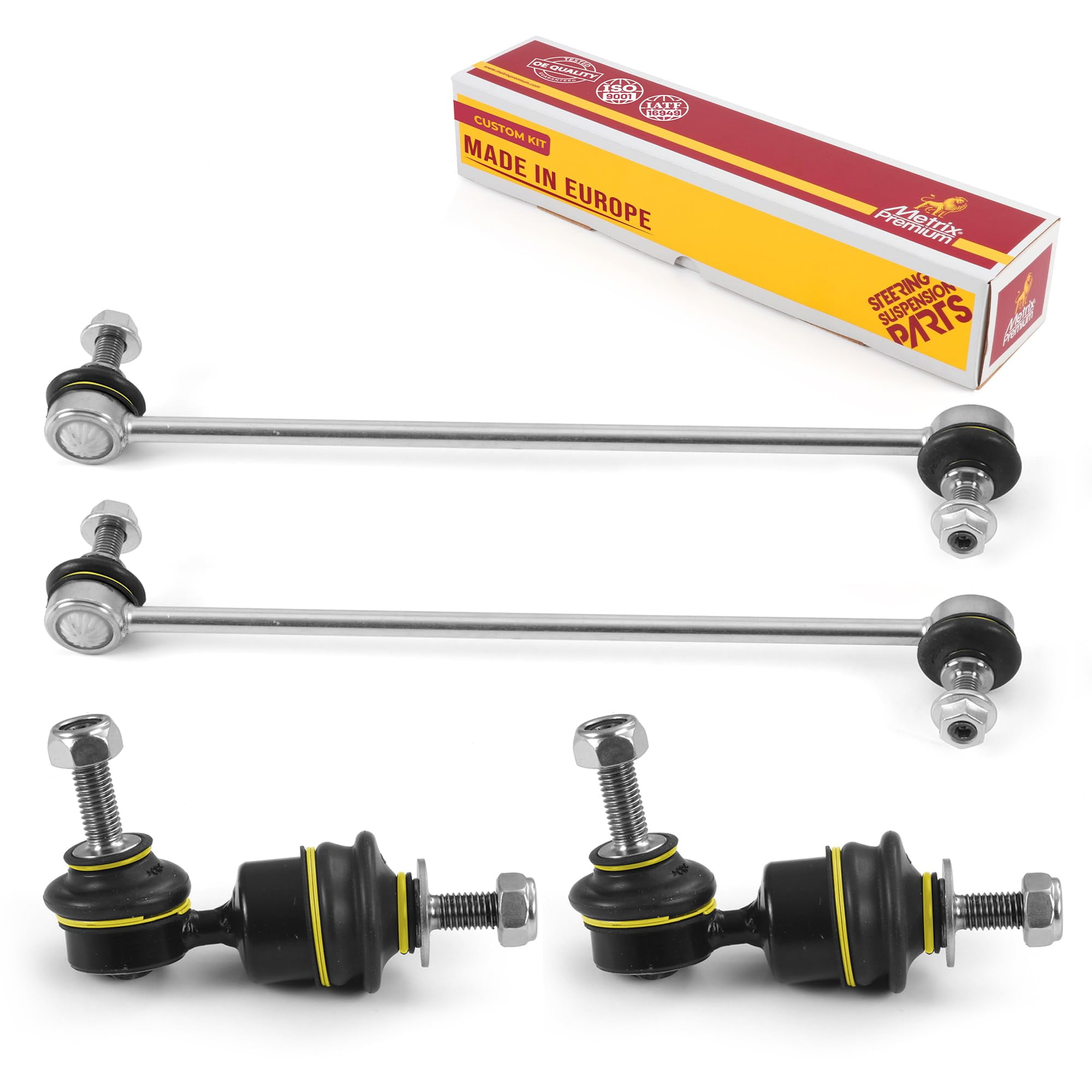 Metrix Premium Chassis Parts - 4 PC Front & Rear Sway Bar Stabilizer End Link Kit Fits 10-13 Mazda 3, 10-13 3 Sport, 07-13 Volvo C30, 06-13 C70, 05-11 S40, 05-11 V50, K750554, K80867
