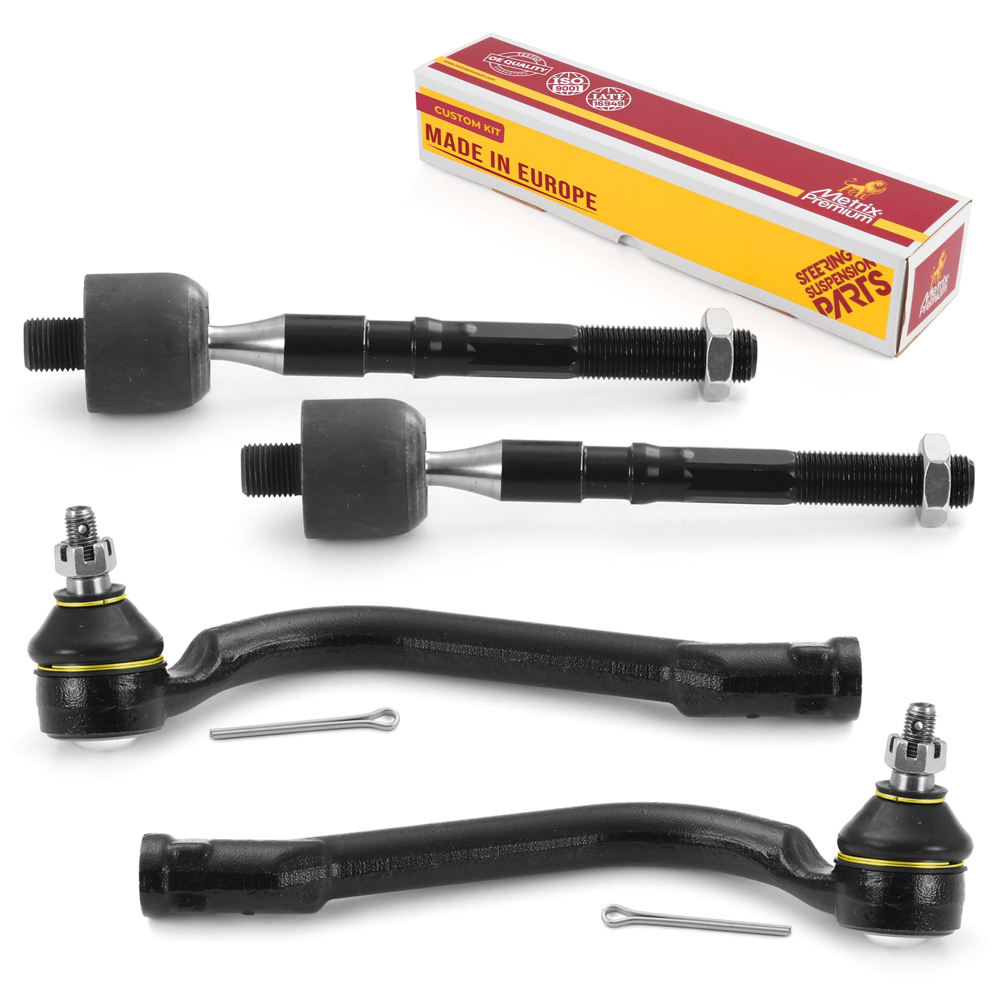 Metrix Premium Chassis Parts - 4 PC Inner & Outer Tie Rod End Kit Fits 11-15 Hyundai Sonata, 12-17 Azera, 11-16 Kia Optima, 14-16 Cadenza, Replacement EV800695, ES800717, ES800718