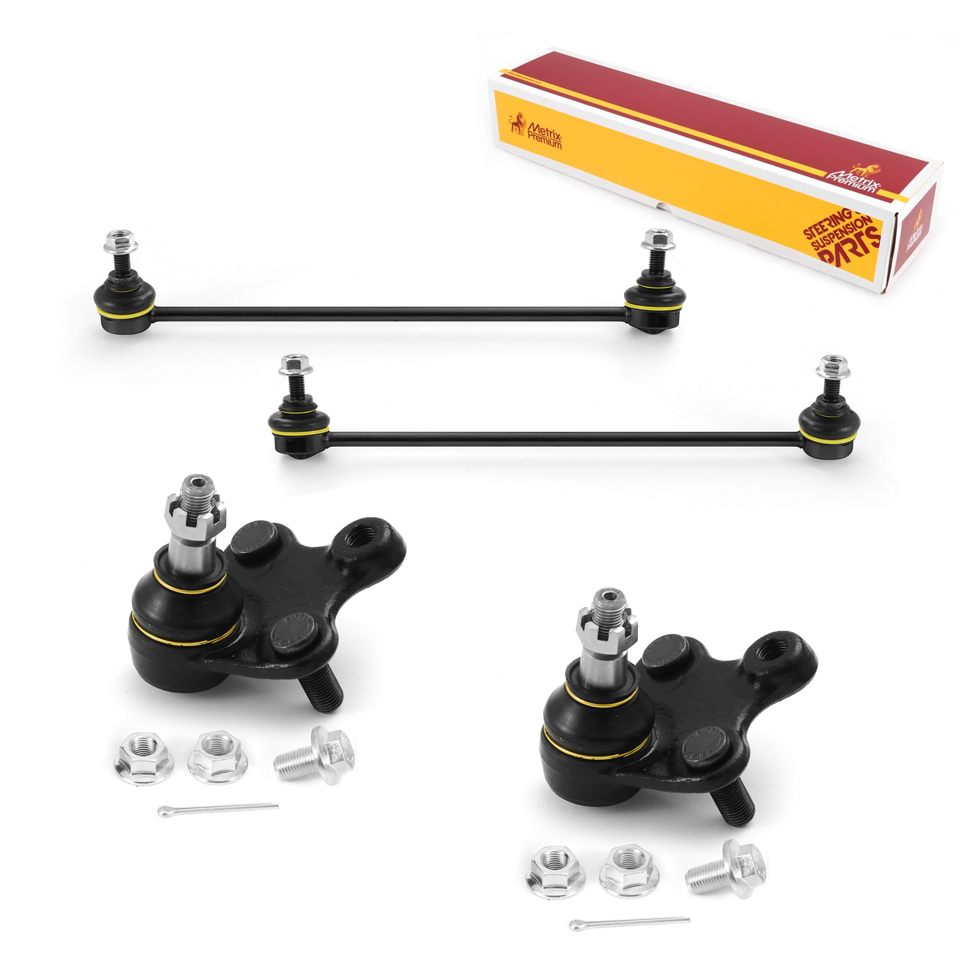 Metrix Premium Chassis Parts - 4 PC L/R Front Sway Bar Stabilizer End Link & L/R Front Lower Ball Joint Kit Fits 12-15 Honda Civic, 13-15 Acura ILX, Replacement K750605 K750604 K500234
