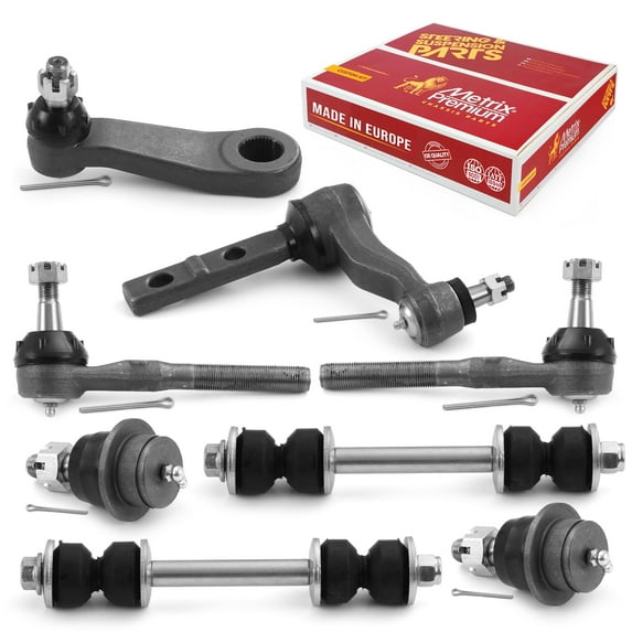 Metrix Premium Chassis Parts - 8 PC Front End Suspension Kit Fits 97-02 Ford Expedition, 98-02 Lincoln Navigator, Ball Joints, Tie Rod Ends, Pitman Arm, Sway Bar Links, Control Arms, Made in Europe