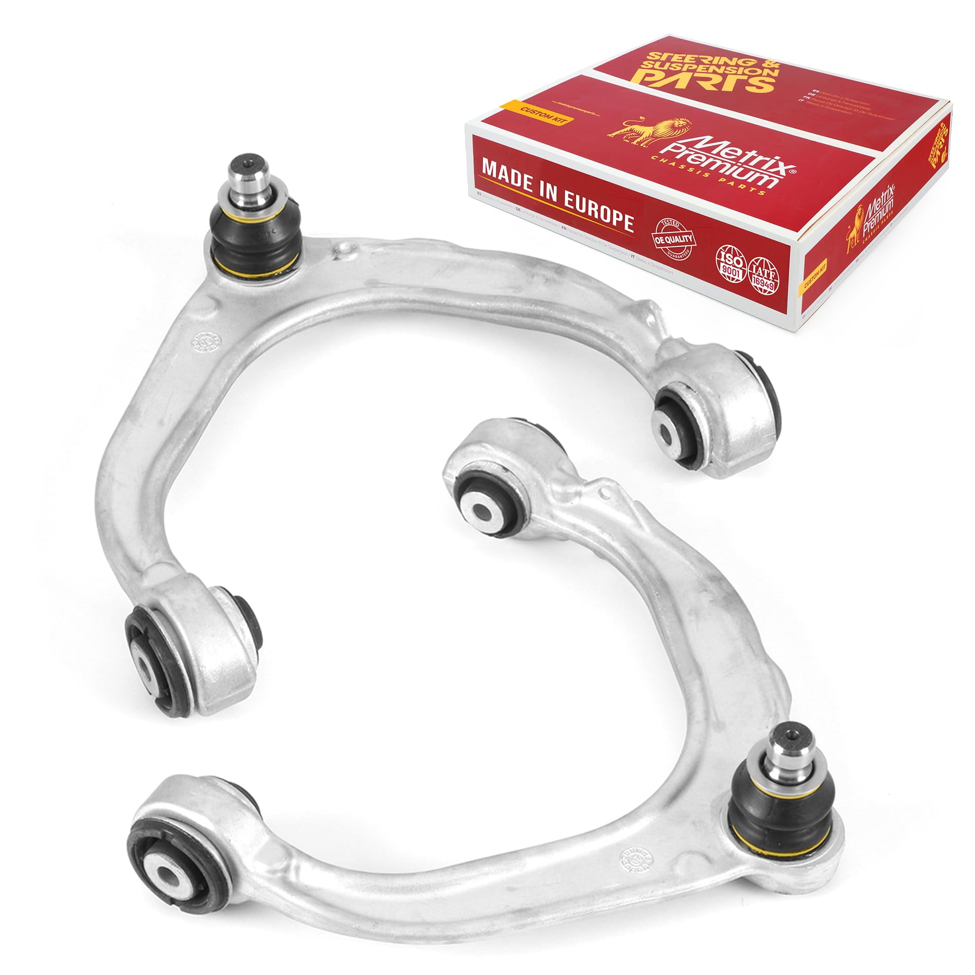 Metrix Premium Chassis Parts - Front Left & Right Upper Control Arm w Ball Joint & Bushing Assembly Kit Fits 2008-2019 BMW X6, 2007-2018 BMW X5, Replacement RK620976, RK620975, Made in Europe