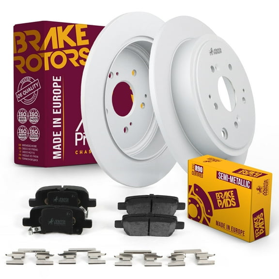 Metrix Premium Chassis Parts - Rear Semi-Metallic Disc Brake Pad Set & Solid Brake Rotor Kit Fits 2001-2006 Acura MDX, 2003-2008 Honda Pilot, Made in Europe