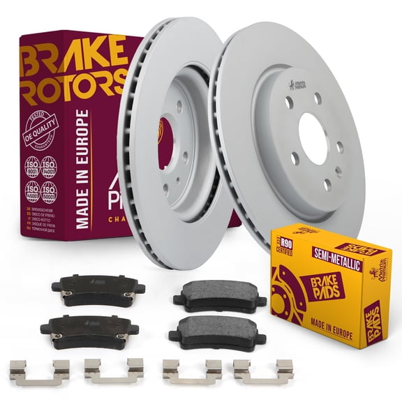 Metrix Premium Chassis Parts - Rear Semi-Metallic Disc Brake Pad Set & Vented Brake Rotor Kit Fits Buick LaCrosse, Regal, Cadillac XTS, Chevrolet Impala, Malibu, Made in Europe