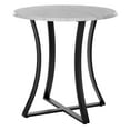 thumbnail image 1 of Metro 36"  Faux White Marble Top Dining Table in Black Metal Base, 1 of 5