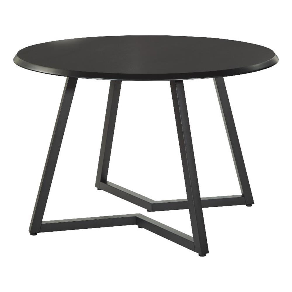 Metro Round Black Veneer Top Dining Table with Metal Base, 45.5 inches